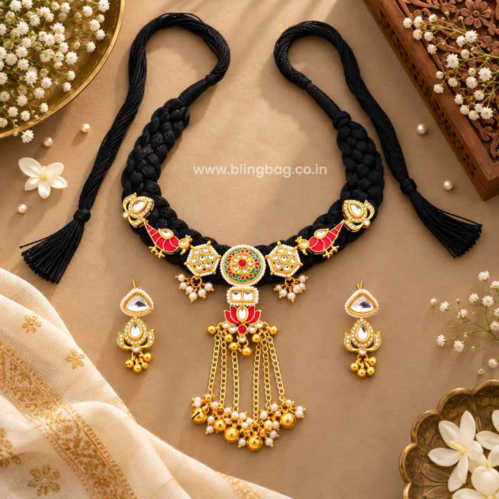 Black Ruhika Kundan Jewellery Set - New Arrival