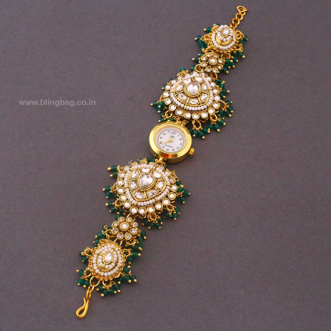 BlingBag Emerald Kanisha Kundan Watch