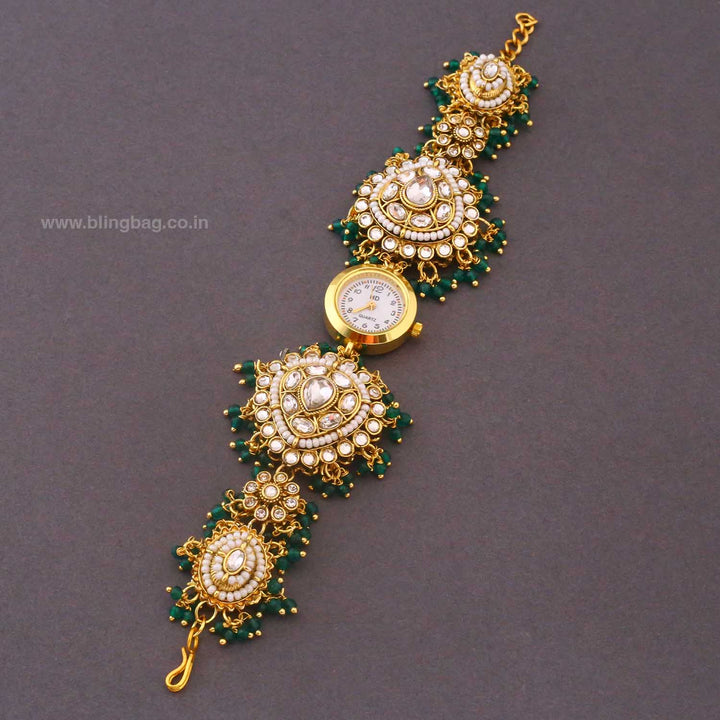 BlingBag Emerald Kanisha Kundan Watch