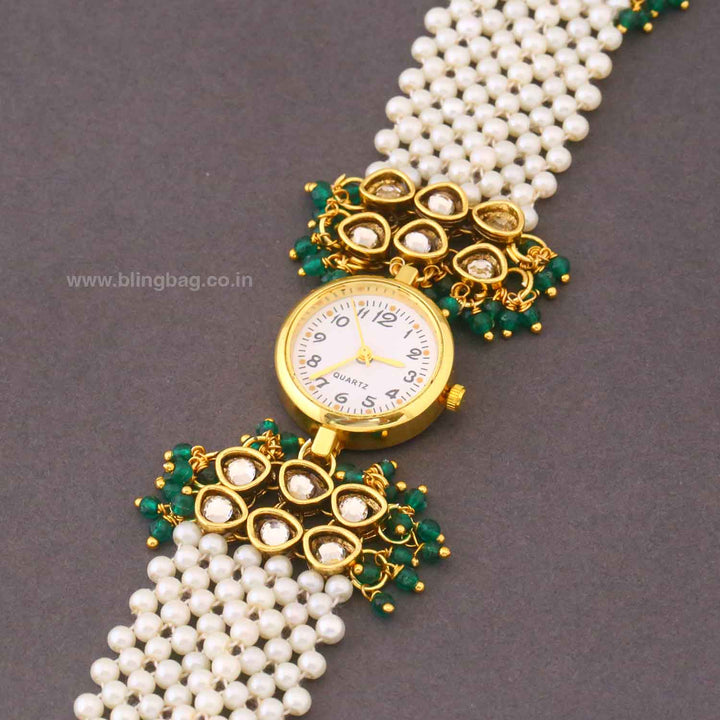 BlingBag Emerald Leenika Kundan Watch