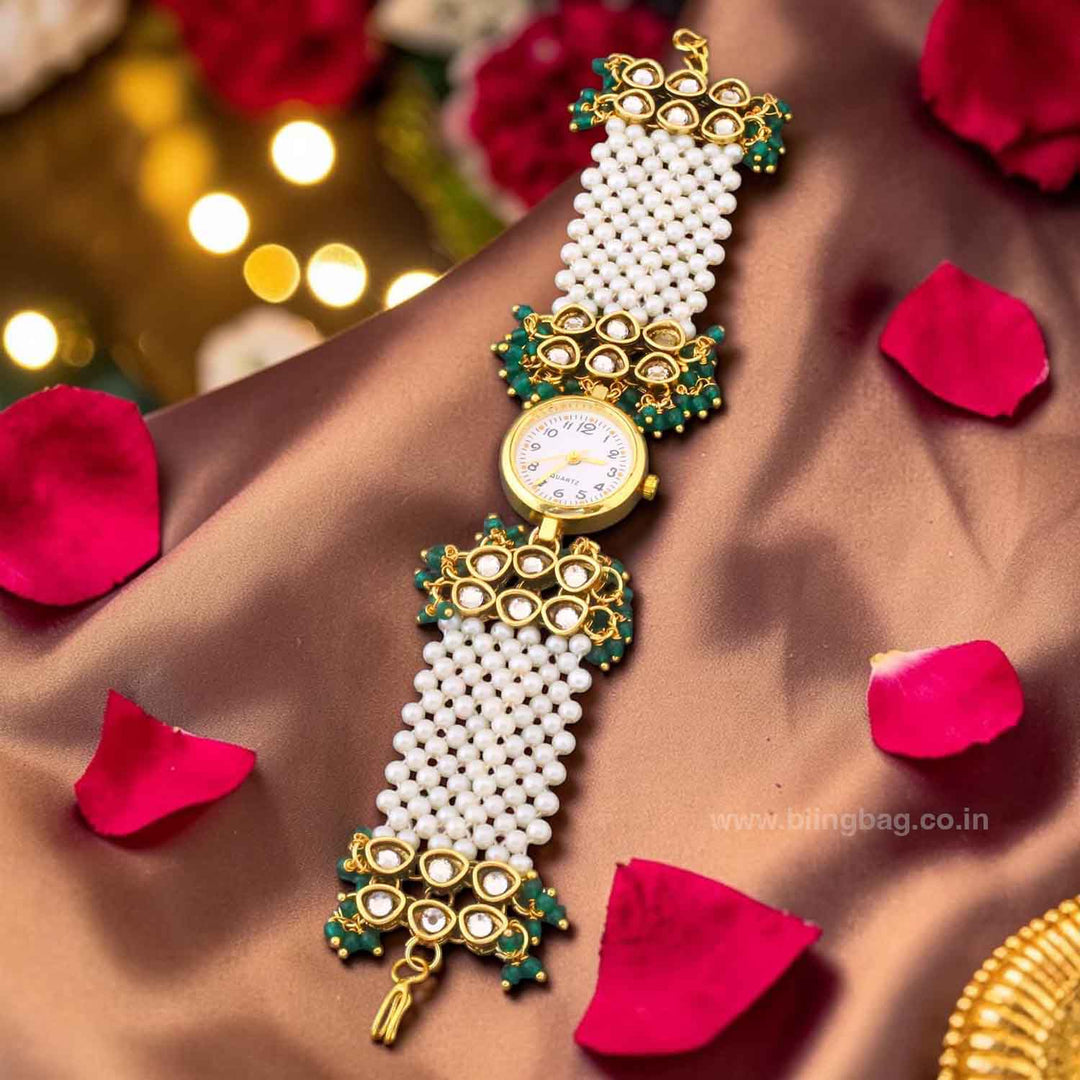 BlingBag Emerald Leenika Kundan Watch