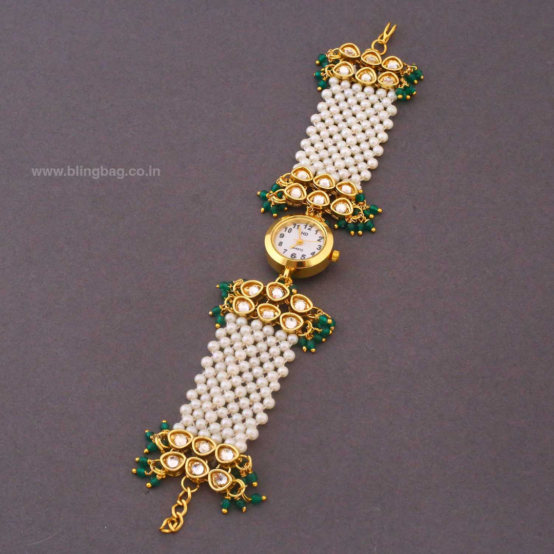 BlingBag Emerald Wareeka Kundan Watch