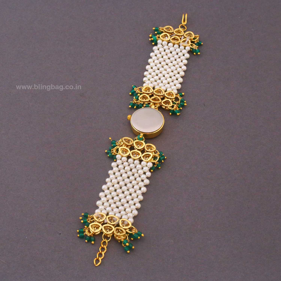 BlingBag Emerald Wareeka Kundan Watch