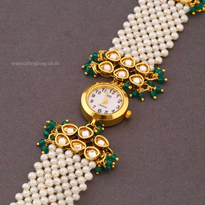 BlingBag Emerald Wareeka Kundan Watch