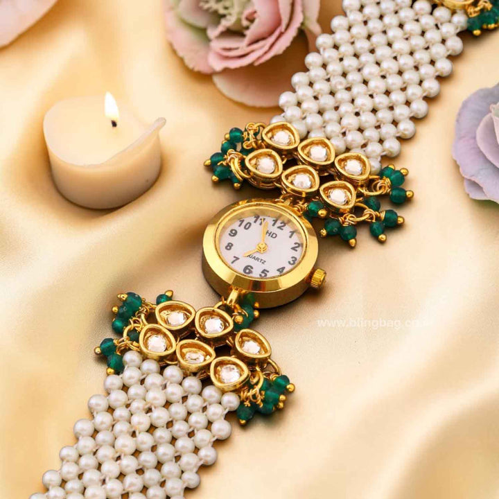 BlingBag Emerald Wareeka Kundan Watch