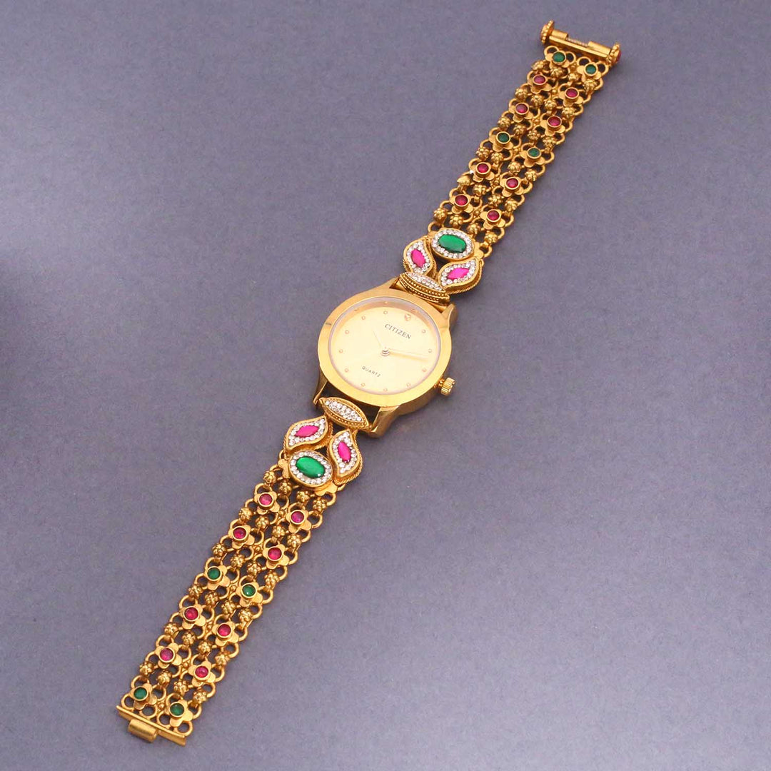 Bling Bag Gold-Plated Stone-Studded Quartz Watch