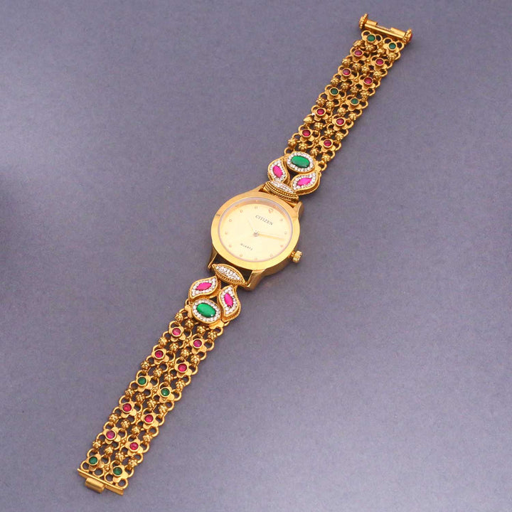 Bling Bag Gold-Plated Stone-Studded Quartz Watch