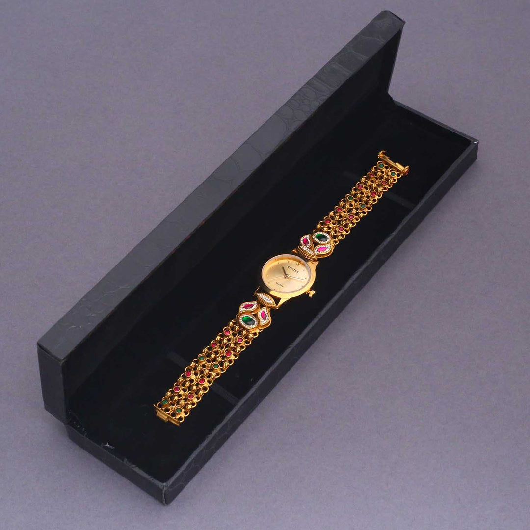 Bling Bag Gold-Plated Stone-Studded Quartz Watch