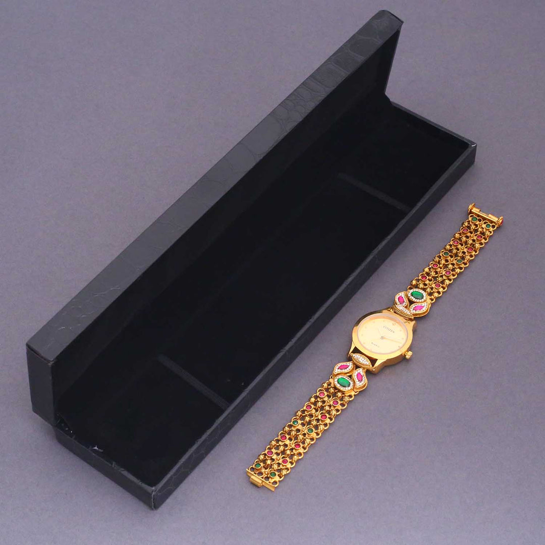 Bling Bag Gold-Plated Stone-Studded Quartz Watch