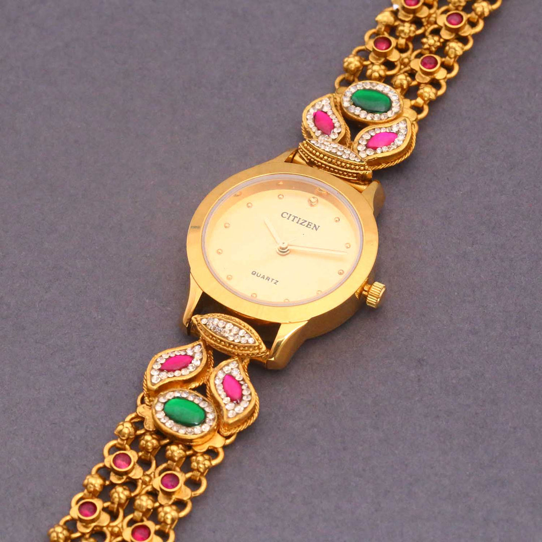 Bling Bag Gold-Plated Stone-Studded Quartz Watch