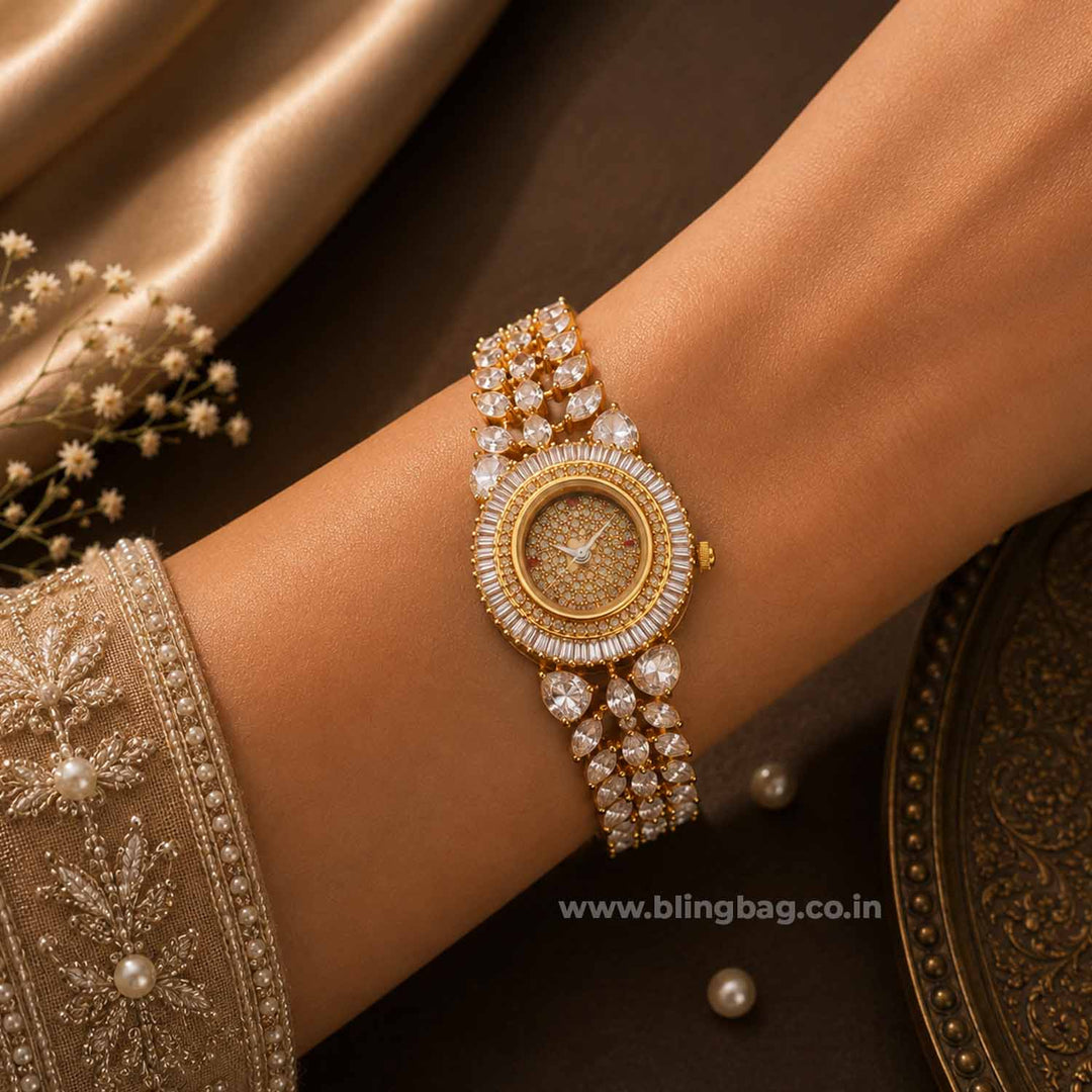 BlingBag Golden Annaa Zirconia Watch