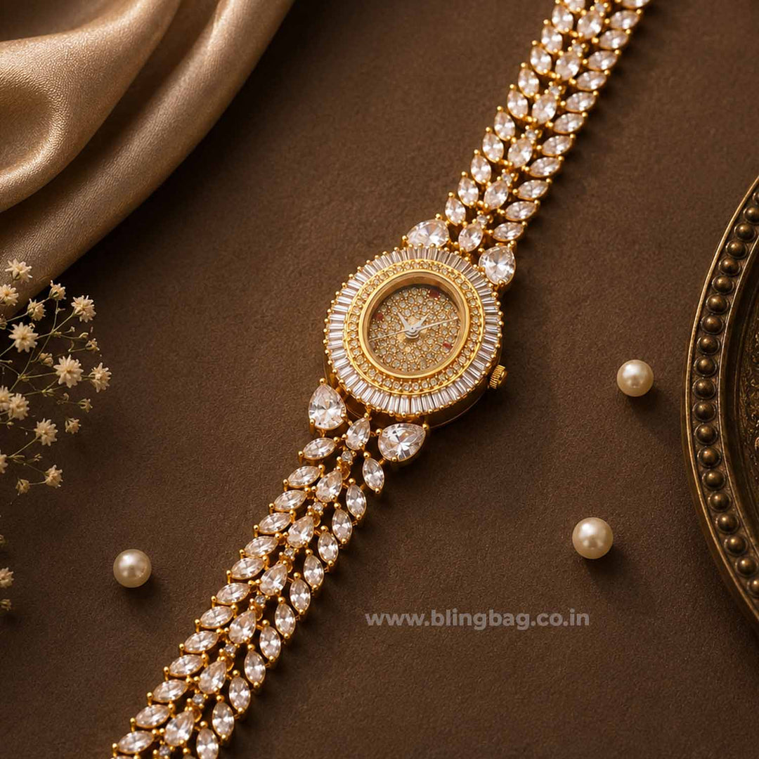 BlingBag Golden Annaa Zirconia Watch