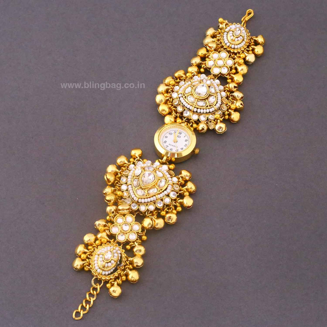 BlingBag Golden Kanisha Kundan Watch