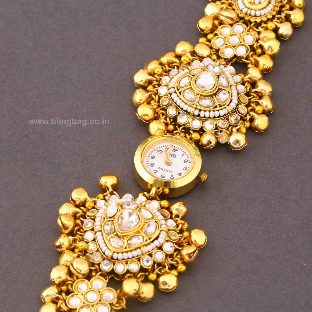 BlingBag Golden Kanisha Kundan Watch