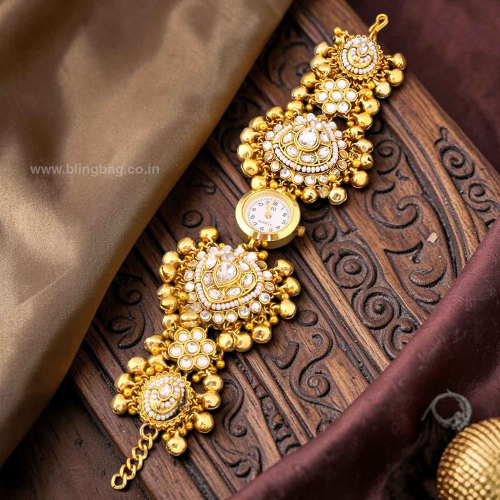 BlingBag Golden Kanisha Kundan Watch
