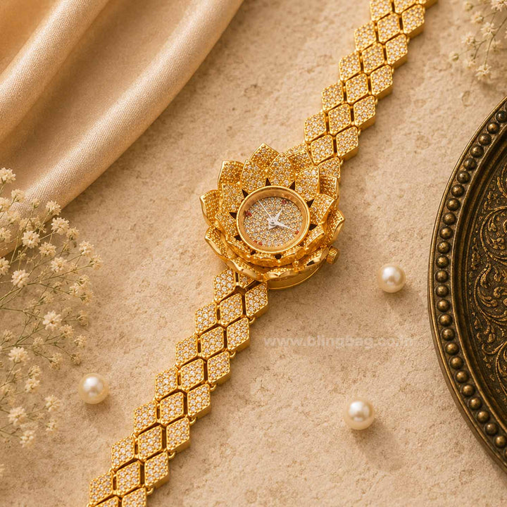 BlingBag Golden Luciaa Zirconia Watch