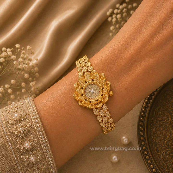 BlingBag Golden Luciaa Zirconia Watch