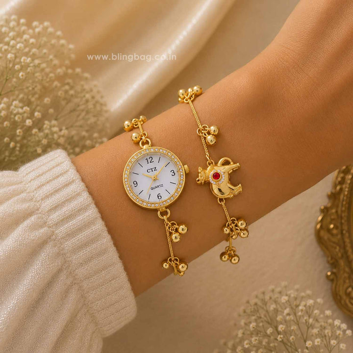 BlingBag Golden Tanviita Bracelet Watch