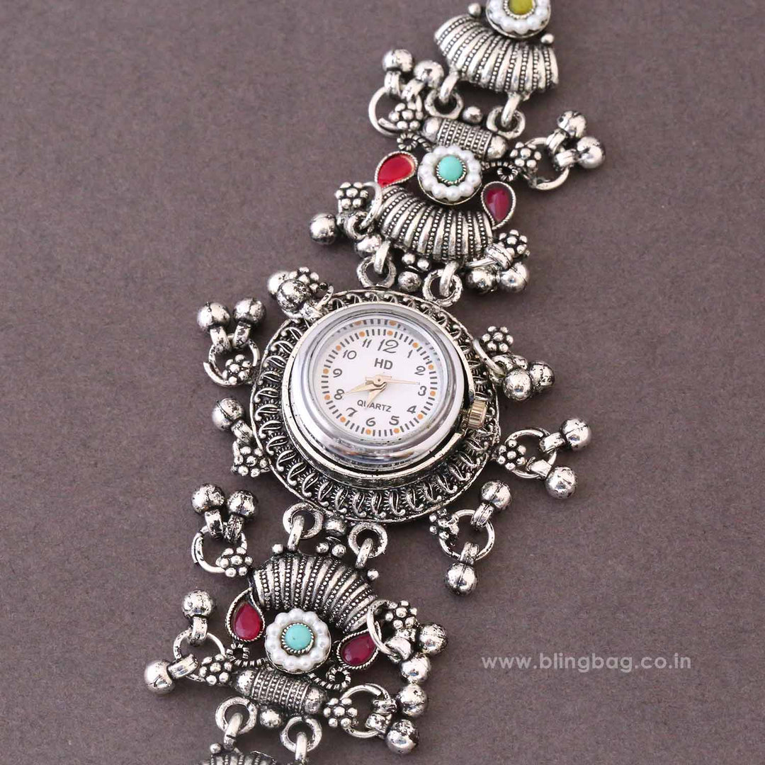 BlingBag Multicolor Tiyara Oxidised Watch