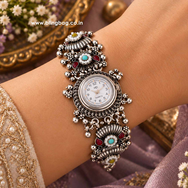BlingBag Multicolor Tiyara Oxidised Watch