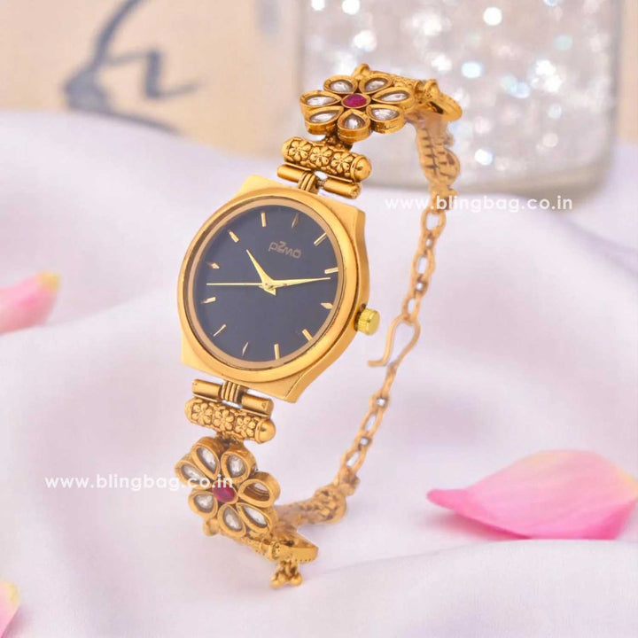 Bling Bag Royal Black Dial Bridal Watch