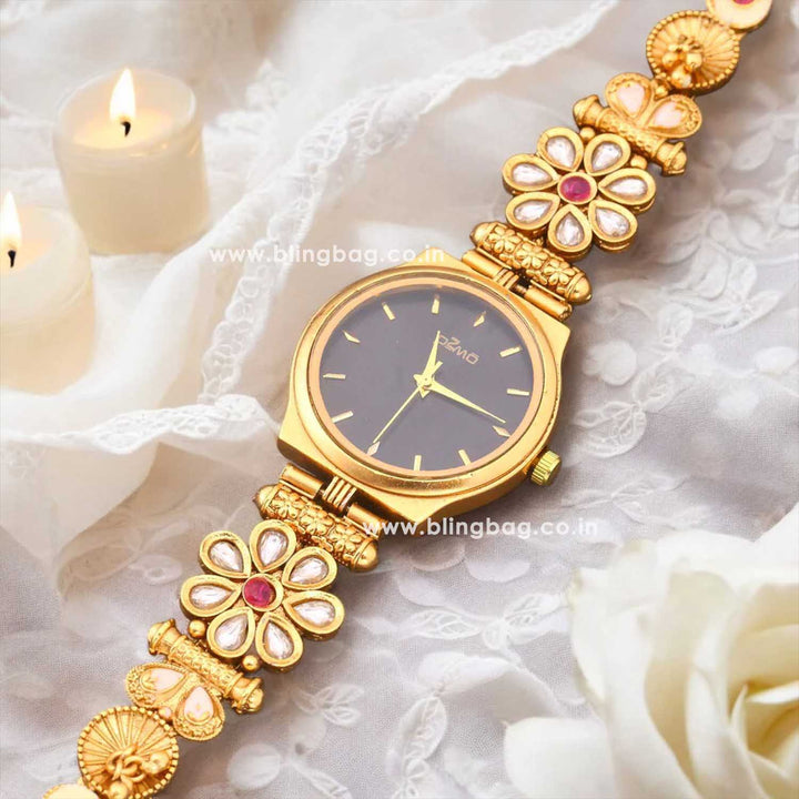 Bling Bag Royal Black Dial Bridal Watch