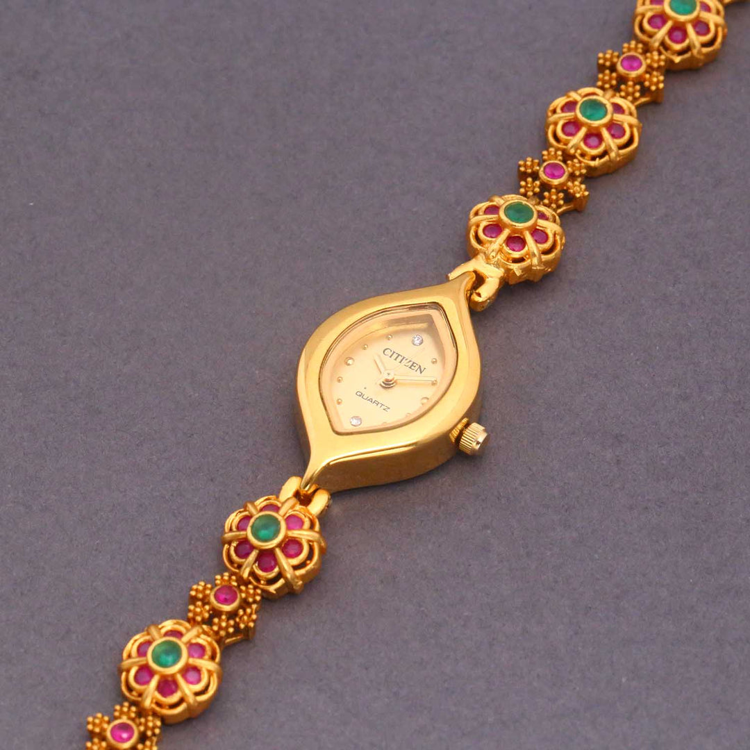 Bling Bag Royal Bloom Stone-Studded Gold Watch