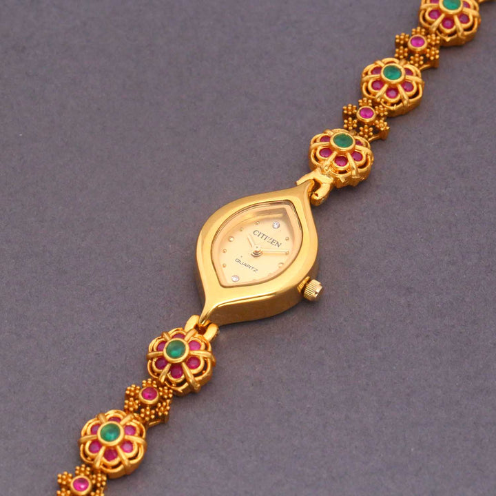 Bling Bag Royal Bloom Stone-Studded Gold Watch