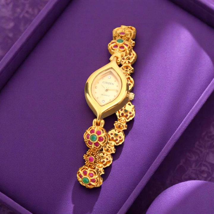 Bling Bag Royal Bloom Stone-Studded Gold Watch