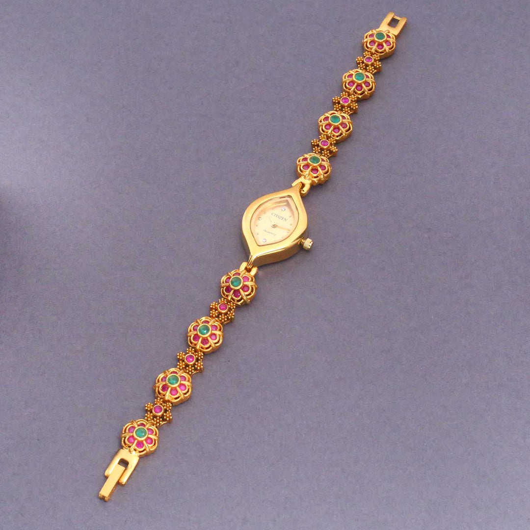 Bling Bag Royal Bloom Stone-Studded Gold Watch