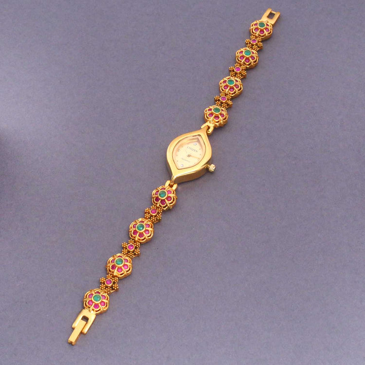 Bling Bag Royal Bloom Stone-Studded Gold Watch