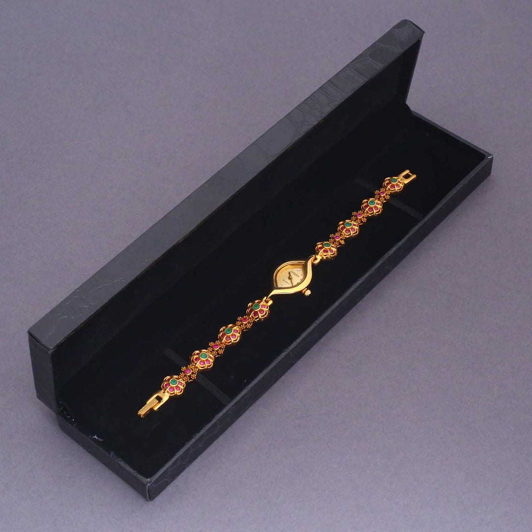 Bling Bag Royal Bloom Stone-Studded Gold Watch