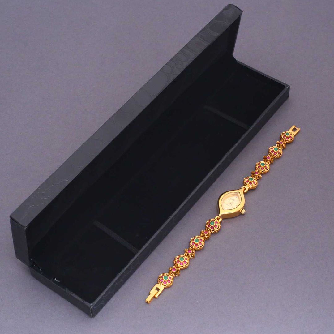 Bling Bag Royal Bloom Stone-Studded Gold Watch