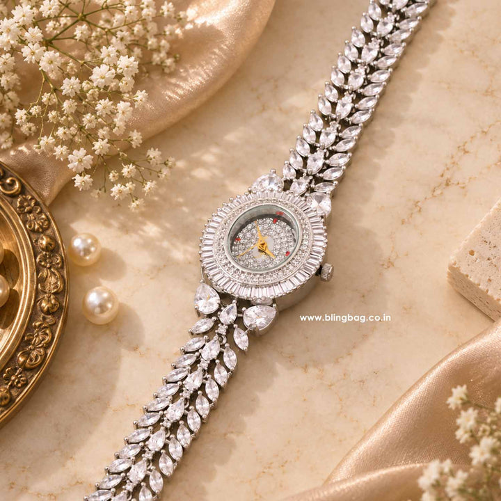 BlingBag Silver Annaa Zirconia Watch