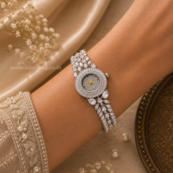 BlingBag Silver Annaa Zirconia Watch