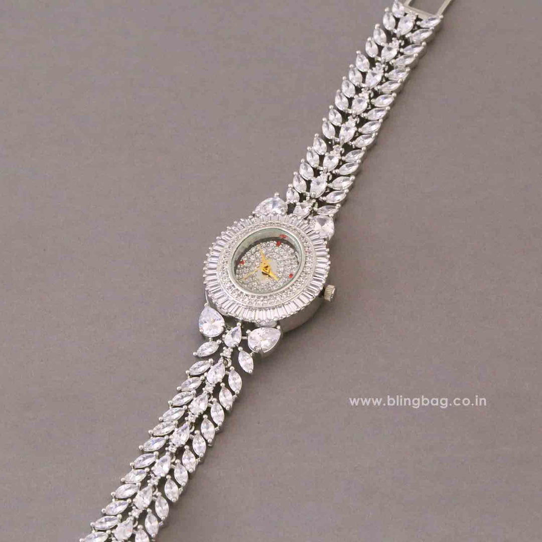 BlingBag Silver Annaa Zirconia Watch
