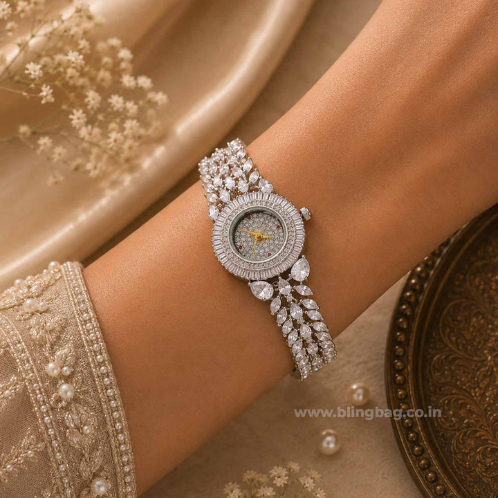 BlingBag Silver Annaa Zirconia Watch