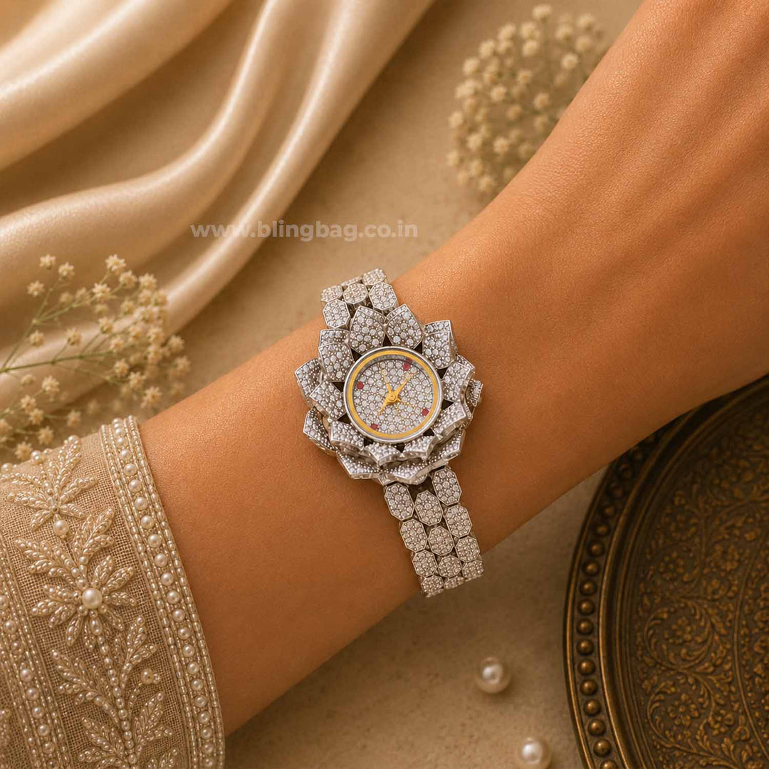 BlingBag Silver Luciaa Zirconia Watch