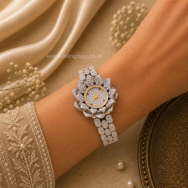 BlingBag Silver Luciaa Zirconia Watch