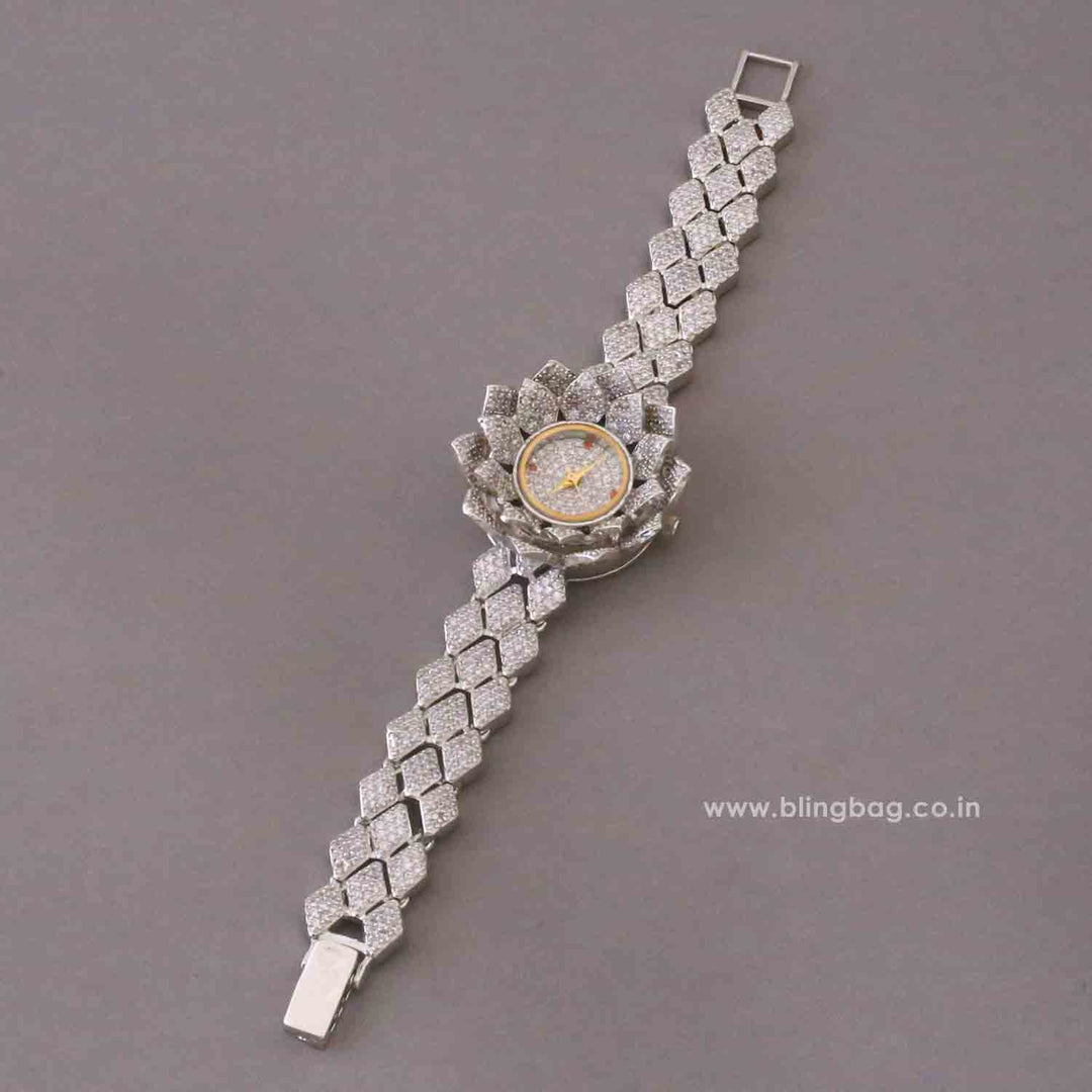 BlingBag Silver Luciaa Zirconia Watch