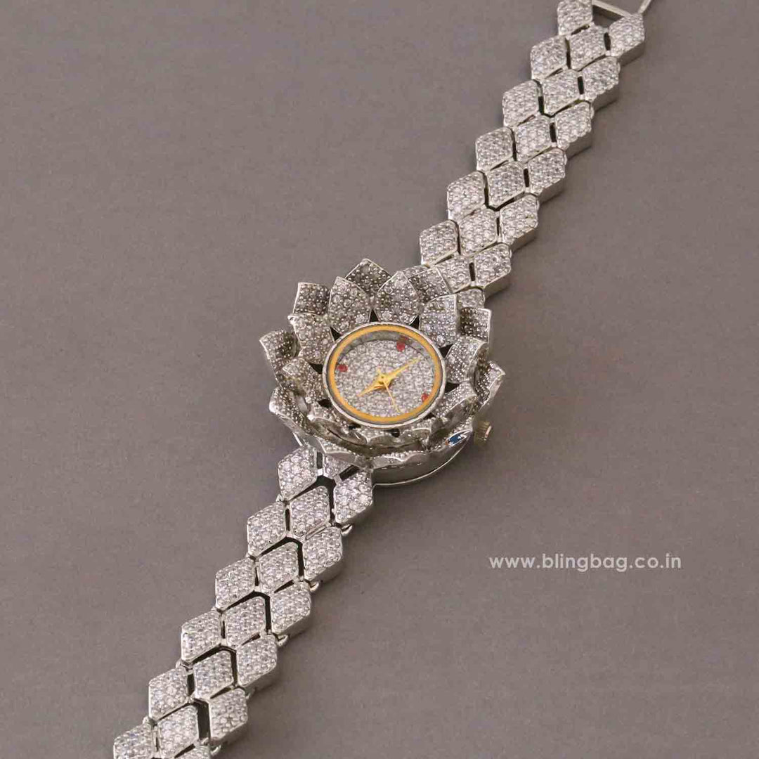 BlingBag Silver Luciaa Zirconia Watch