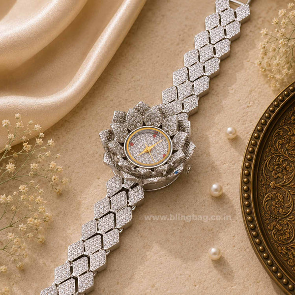 BlingBag Silver Luciaa Zirconia Watch