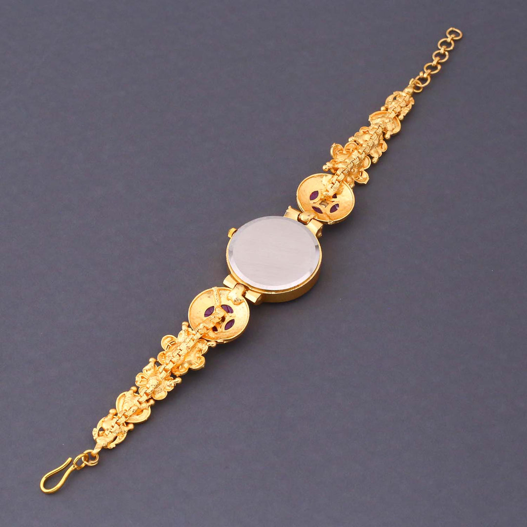 Blingbag Gold-Plated Kundan Kanika Dial Watch