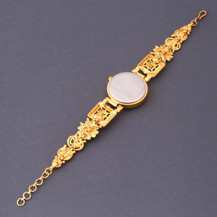 Blingbag Gold-Plated Kundan Rajkumari Dial Watch