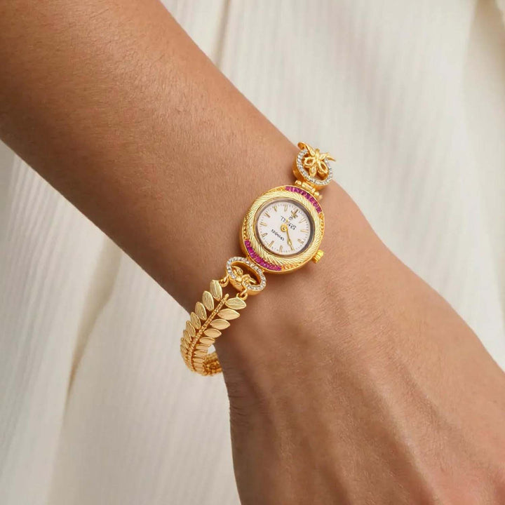 Blingbag Gold- Plated Leaf Design Watch