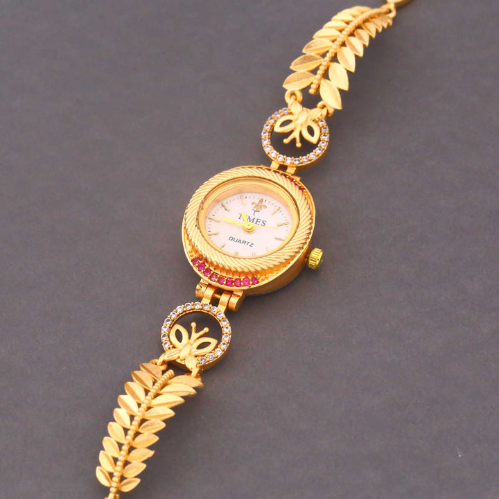 Blingbag Gold- Plated Leaf Design Watch