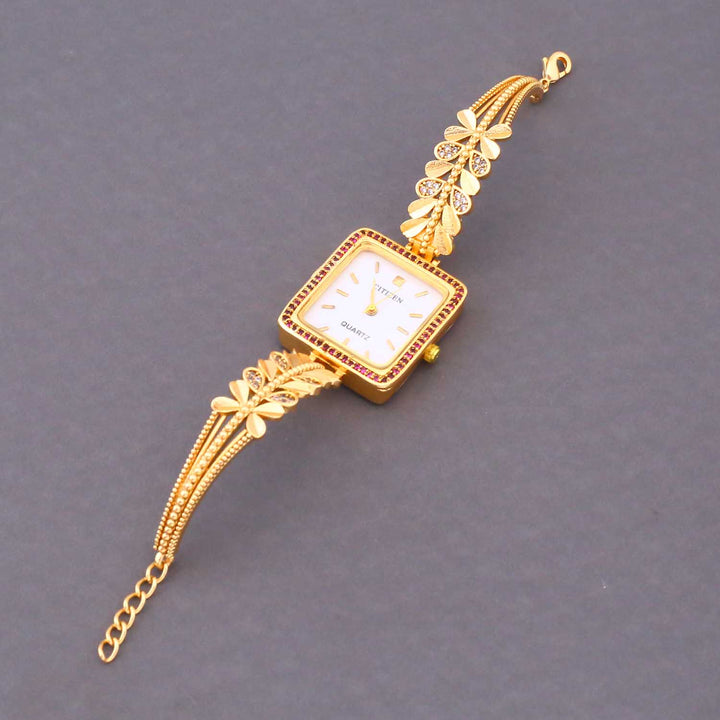 Blingbag Gold- Plated Rajwadi Square Watch