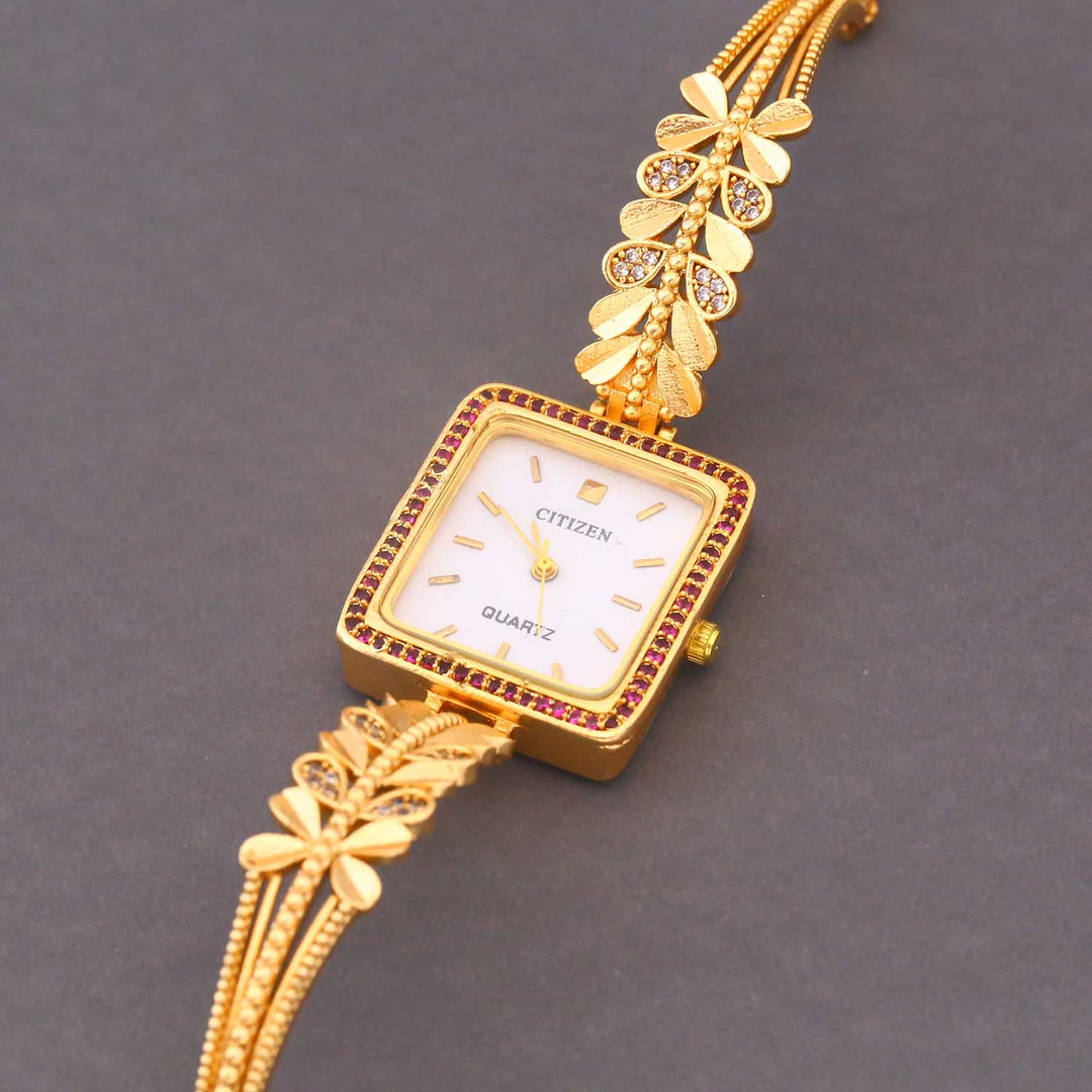 Blingbag Gold- Plated Rajwadi Square Watch