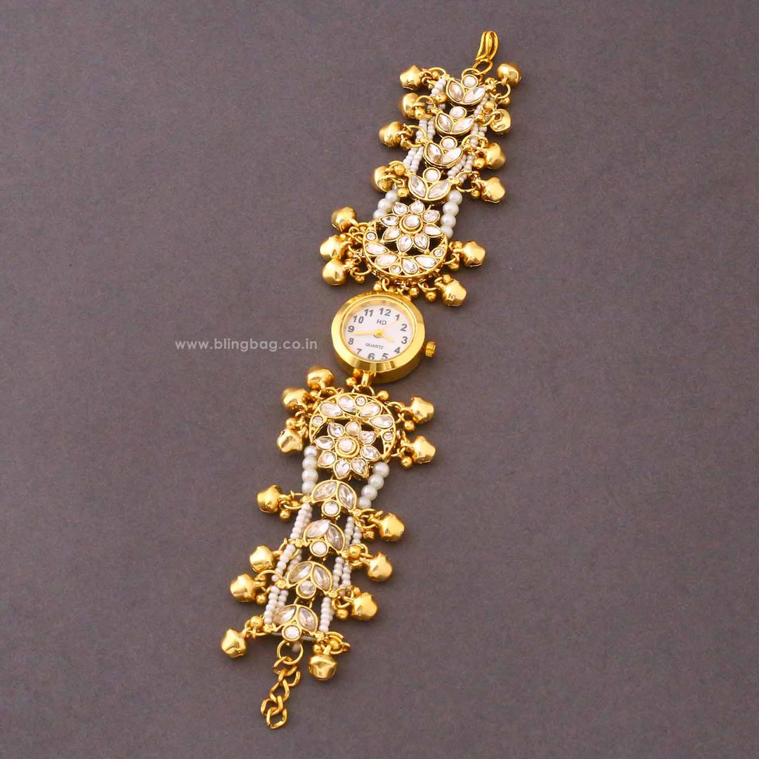 Blingbag Golden Klisaha Kundan Watch -II