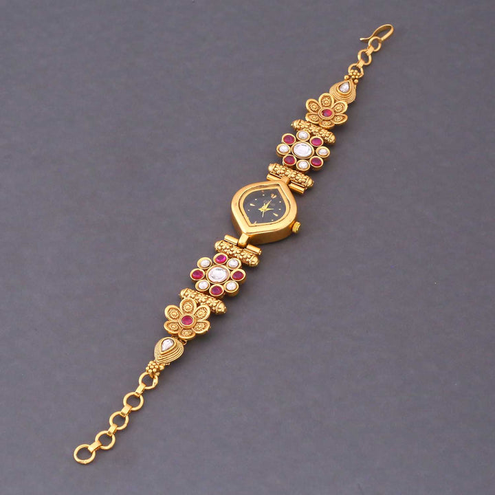 Blingbag Kundan Bloom Floral Dial Watch